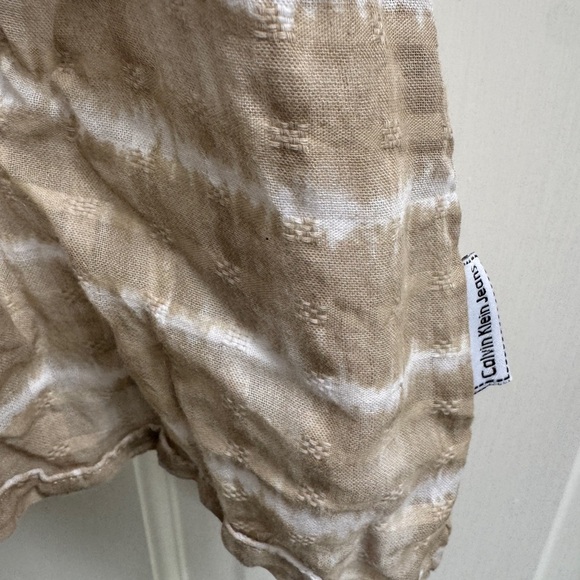 Calvin Klein Jeans 12M Girls Tan & White Sleeveless Ruffled Sundress - Picture 3 of 5